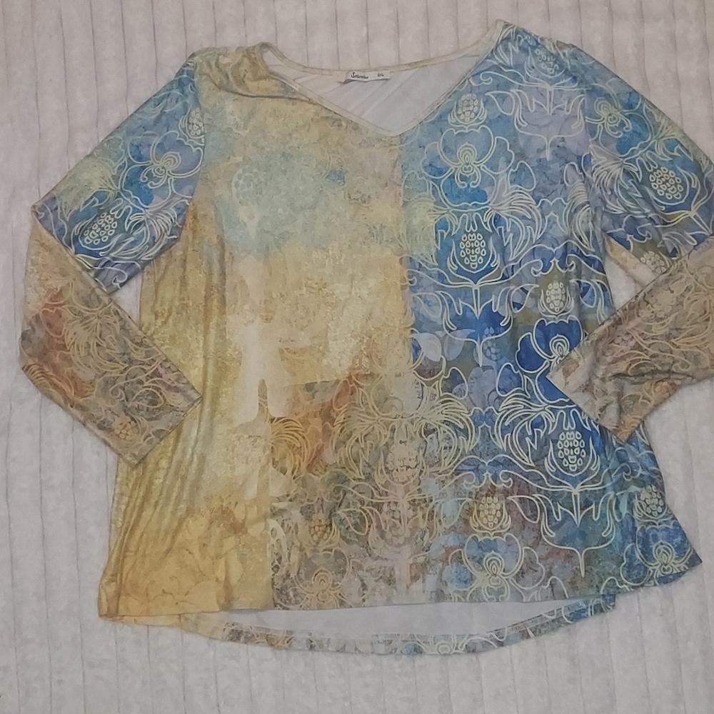 4/$18 Multicolor Abstract 3/4 Sleeve Top